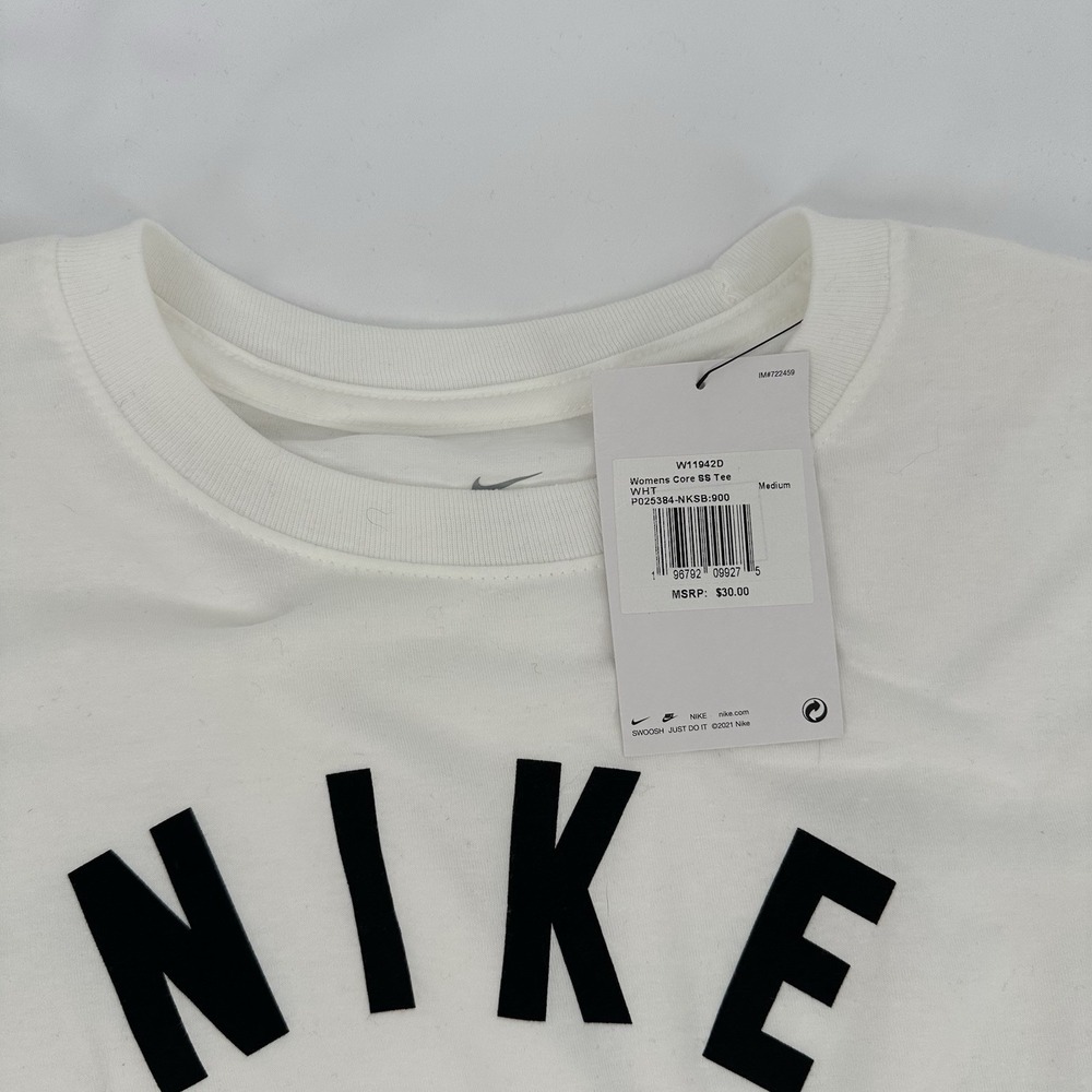 Nike Softball Women's Medium White Rolled Sleeve Shirt The Nike Tee NWT - Picture 4 of 7